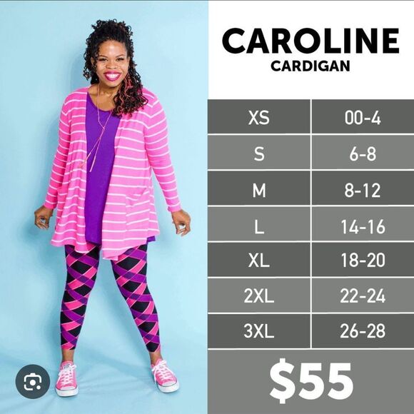 NWT LulaRoe Women’s Brown/Burgundy/Cream Caroline” Long Sleeve Cardigan - XL - Picture 3 of 8